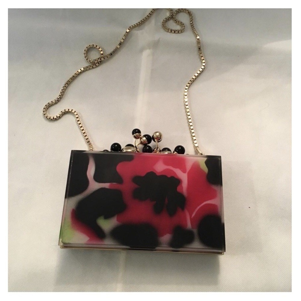 Elie Saab Multicolored Flower Print Acrylic Box Clutch Bag $2198 - Picture 4 of 9